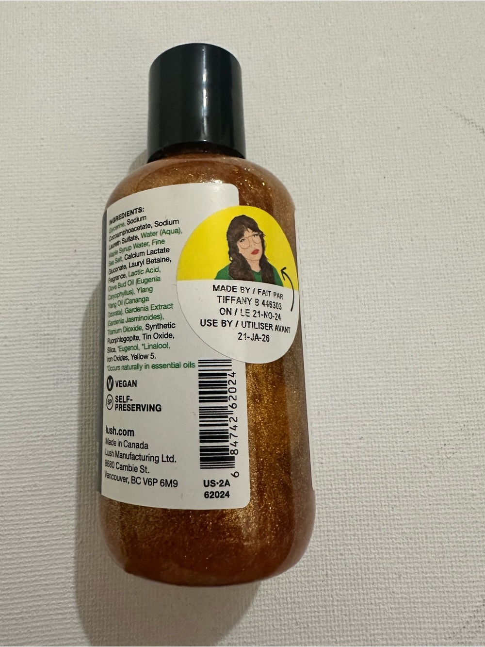 LUSH COSMETICS YOG NOG Shower Gel Body Wash Gold Glitter 3.3 oz New - Picture 3 of 4